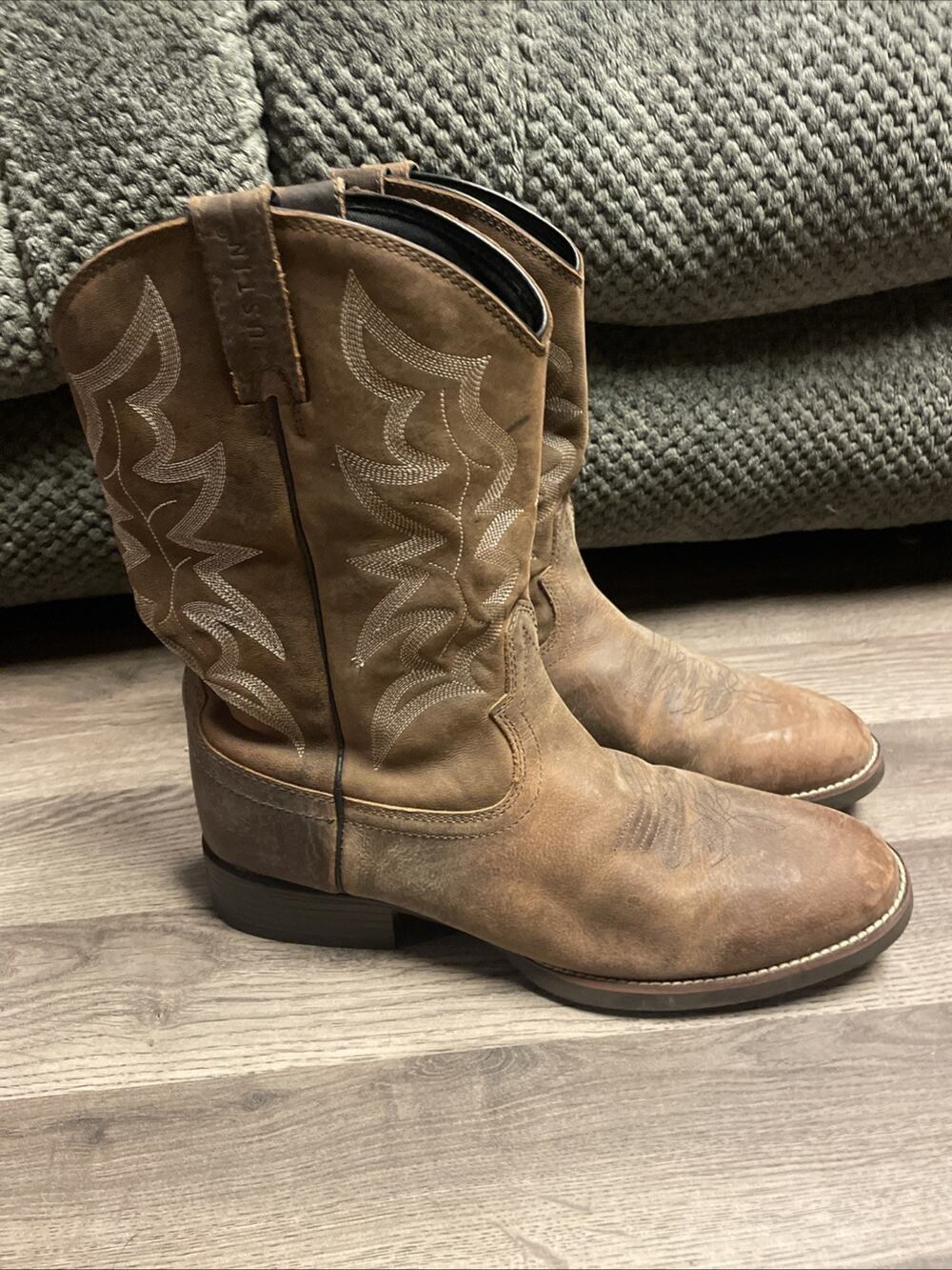 Justin Buster Stampede 7221 Brown Leather Cowboy Boots Mens Size 14D EUC